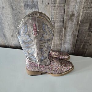 Roper Silver Sparkly Multicolor Western Cowgirl Cowboy Boots 6